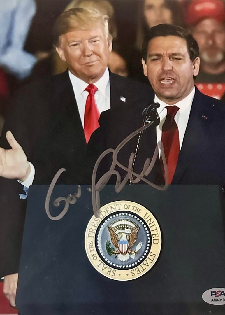 Ron DeSantis Signed 8x10 Photo with Donald Trump - PSA COA
